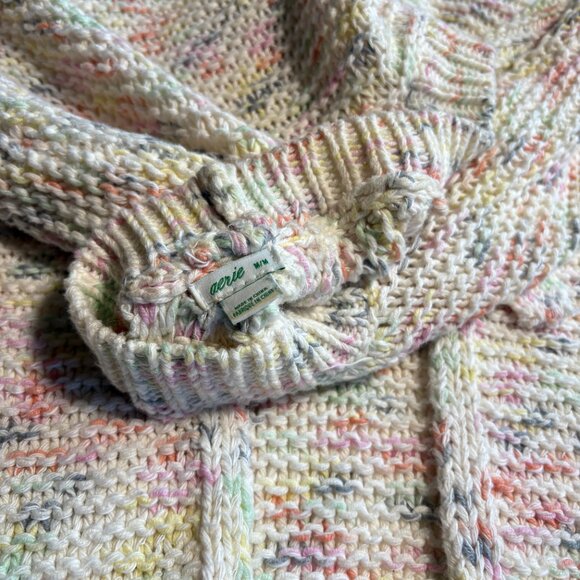 Aerie Off White and Colourful Knit Sweater Open Tie Back Size Medium - Picture 4 of 10